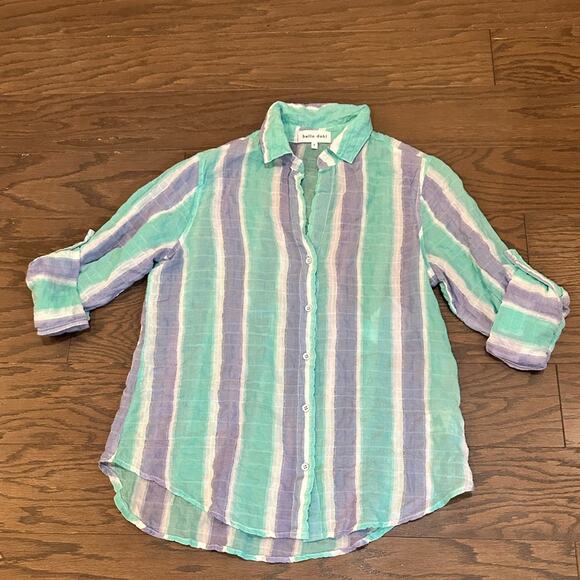Bella Dahl Button Down Light Top with Roll Up Sleeves Size Small NWT - Picture 1 of 6